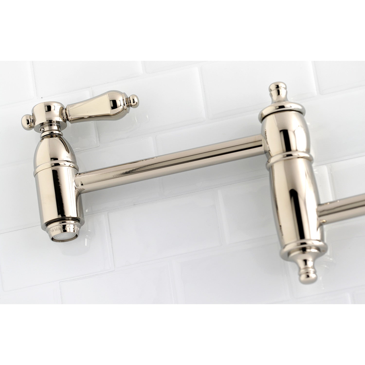 Kingston Heirloom KS3106BAL - Heirloom Two-Handle 1-Hole Wall Mount Pot Filler Faucet, Polished Nickel — thumbnail 3